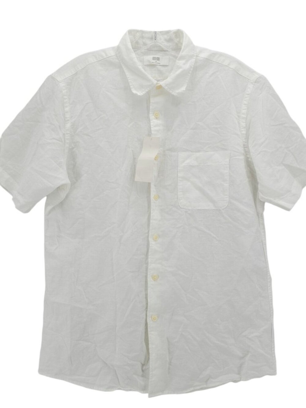 NWT UNIQLO Cotton Linen Short Sleeve Shirt White Men's Size MEDIUM